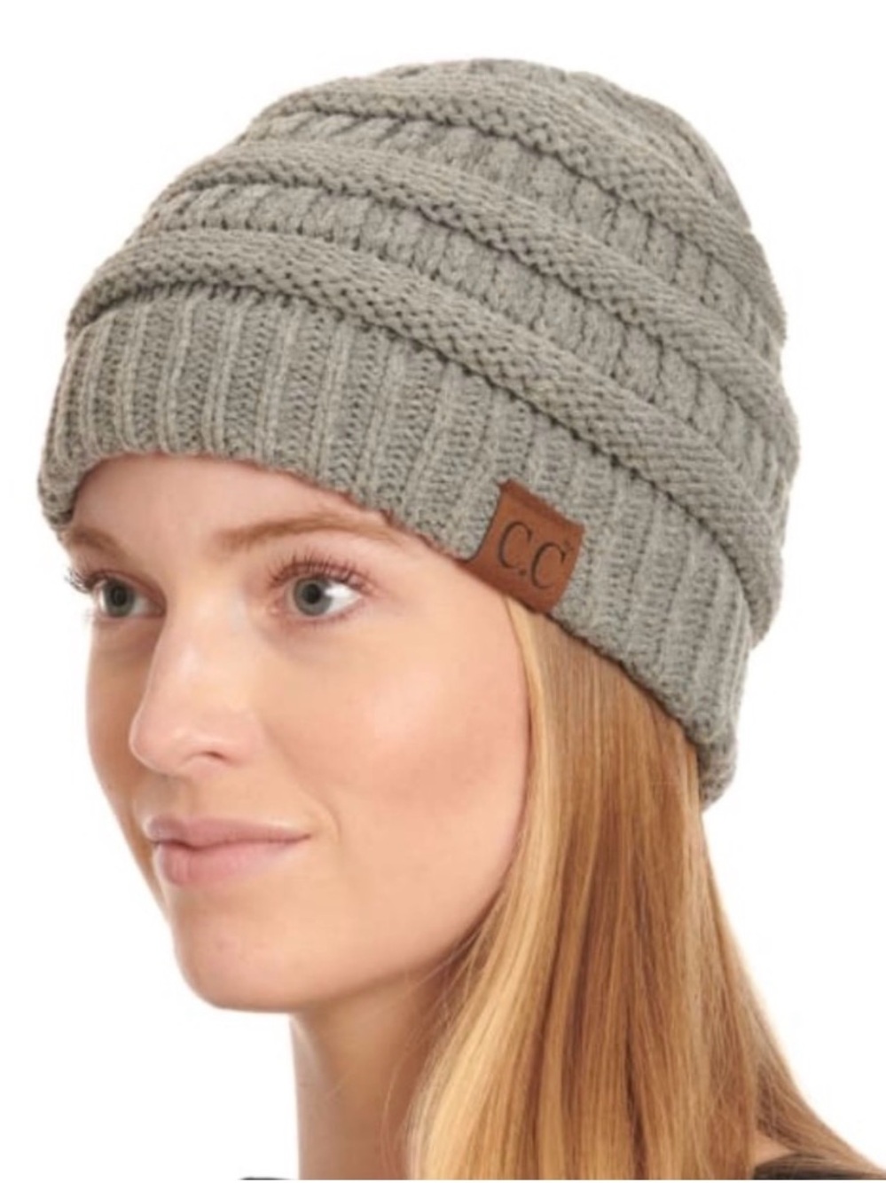 C.C. Light Gray Knit Beanie Winter Hat One Size